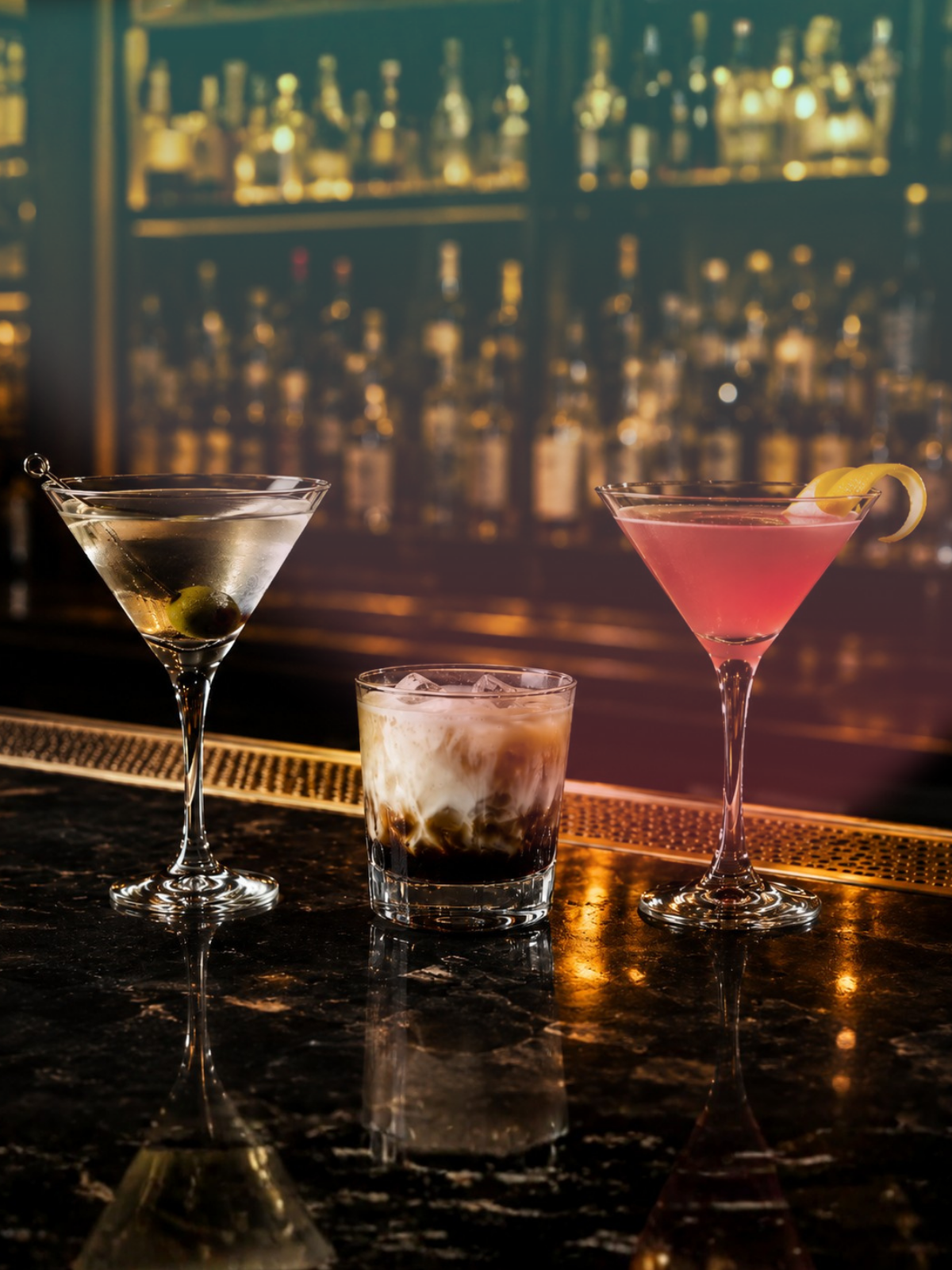 Cocktail movie moments represented by iconic cocktails in a premium hospitality bar
