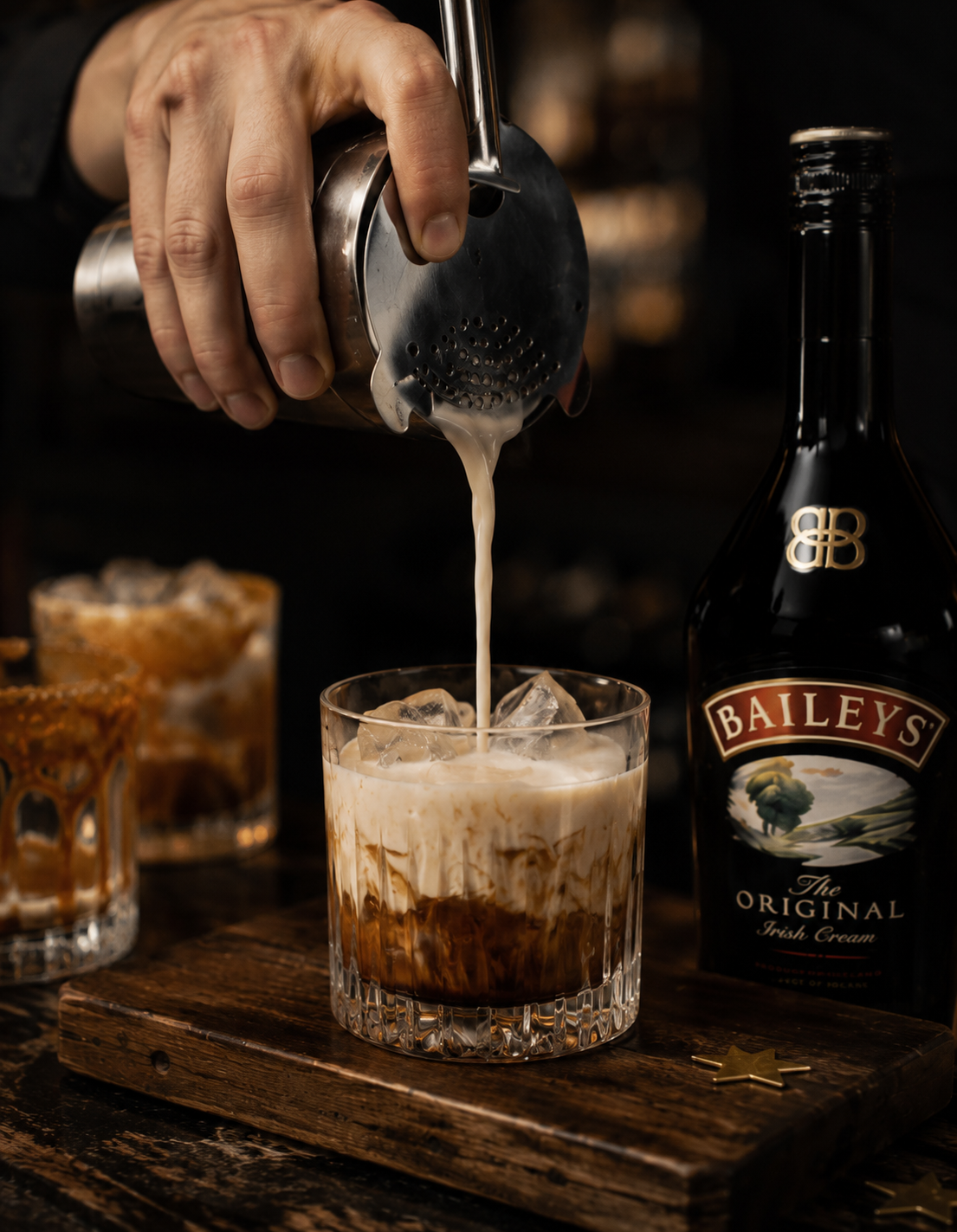 White Russian cocktail with balanced presentation in a professional hospitality setting