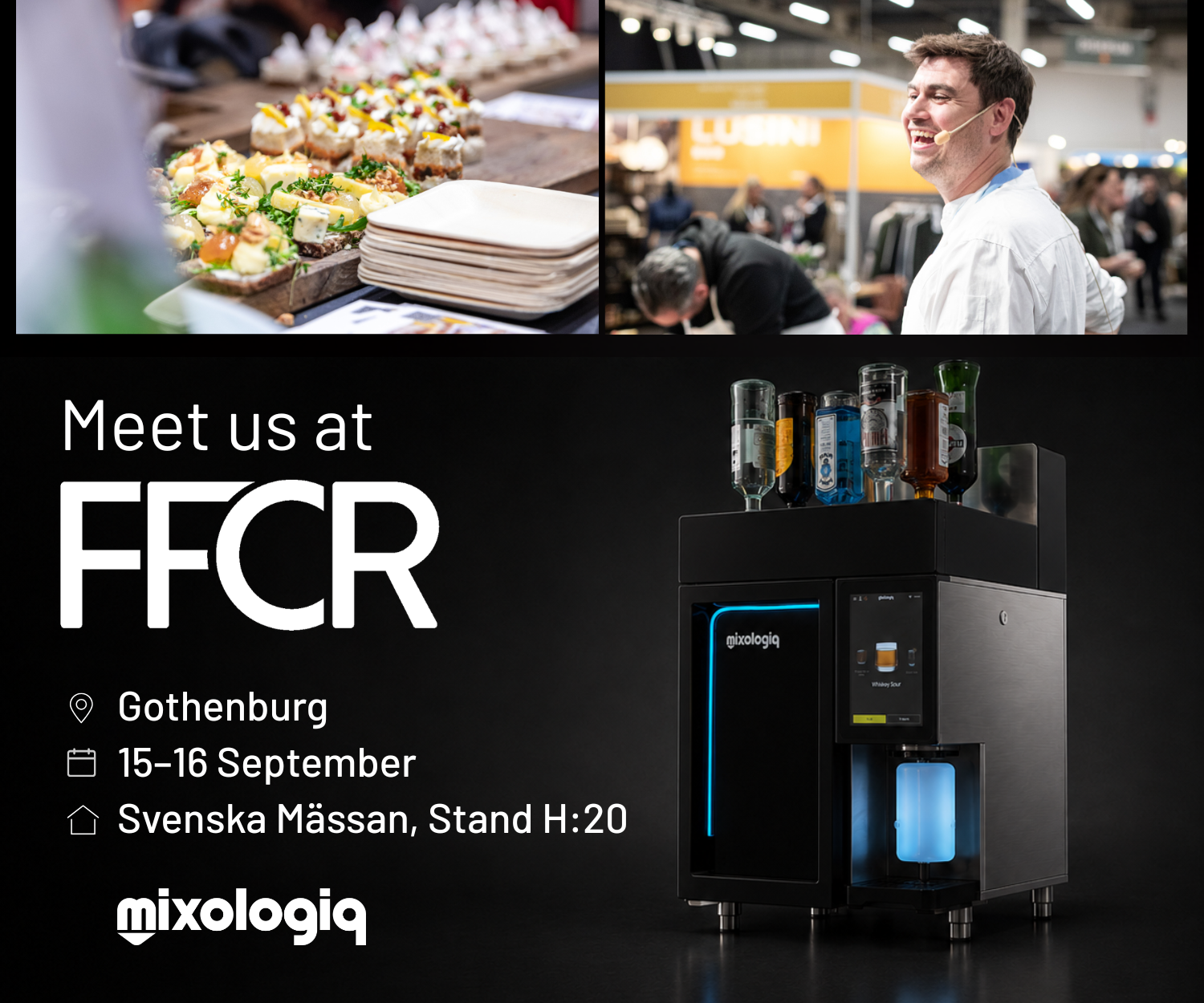 Mixo 20 during a professional cocktail demonstration at FFCR Gothenburg