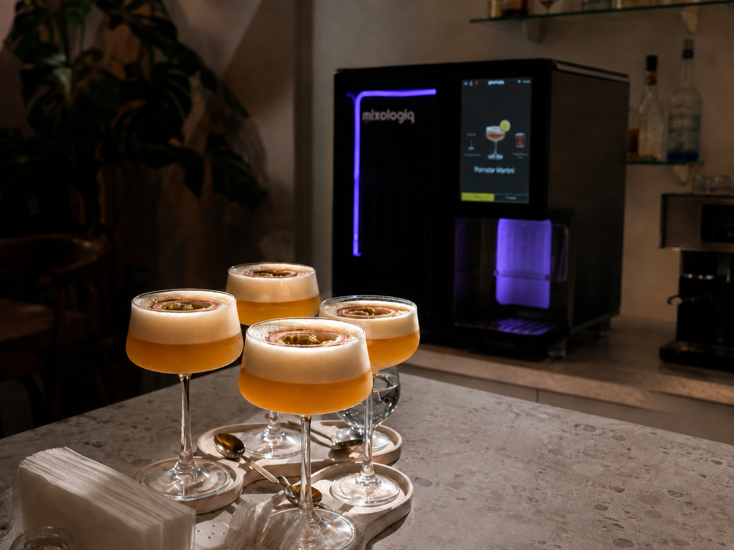 Pornstar Martini with passion fruit garnish and sparkling wine side serve