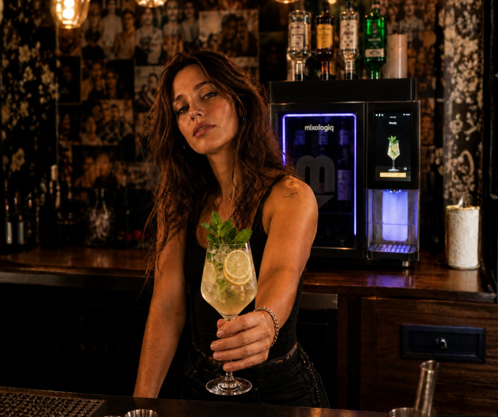 Professional beverage equipment integrated into a hospitality service environment