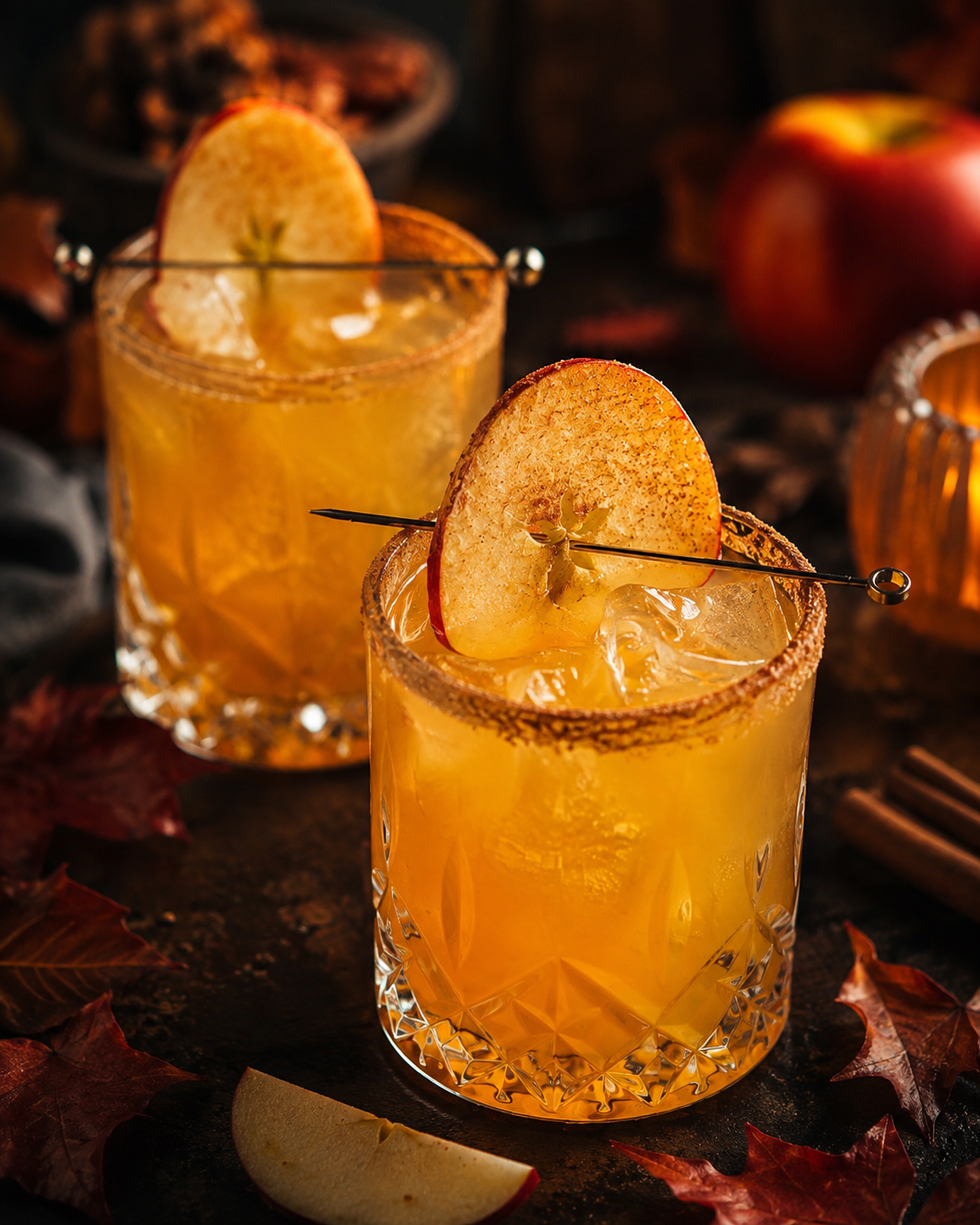 Apple Cider Margarita with apple cider, lime and cinnamon