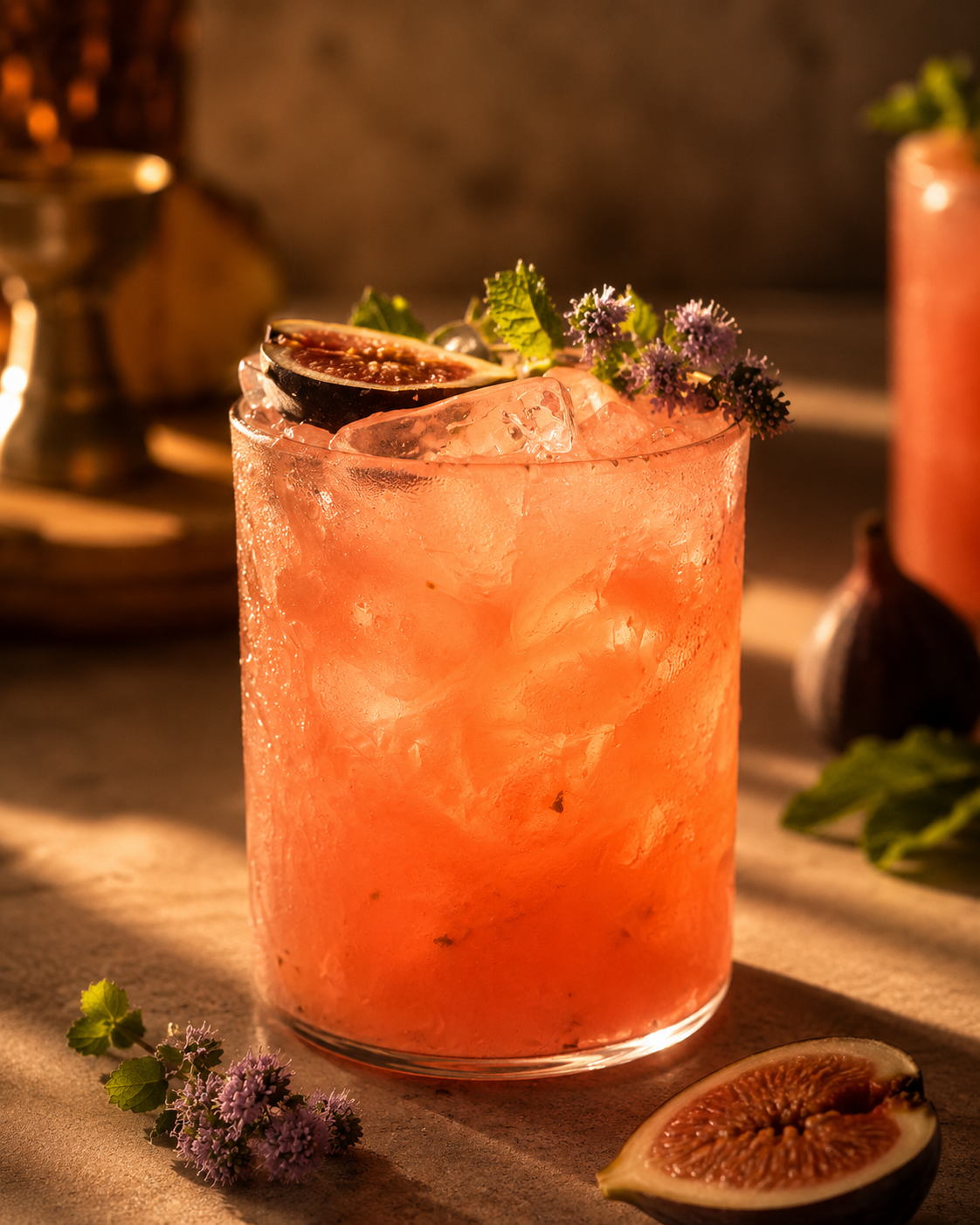Fig Sidecar with cognac, orange liqueur and fig syrup